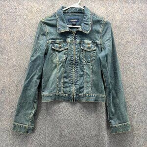 Abercrombie & Fitch Jean Jacket Women Medium Biker Blue Denim Vintage Indigo